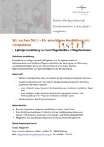 Stellenausschreibung Ausbildung Pflegefachmann/frau